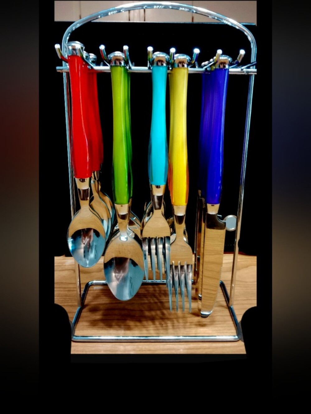 Gibson Home Flatware Set with Stand - Multicolor